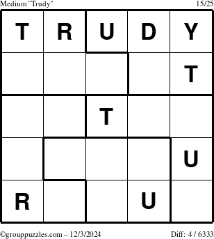 The grouppuzzles.com Medium Trudy puzzle for Tuesday December 3, 2024