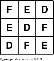 The grouppuzzles.com Answer grid for the TicTac-DEF puzzle for Tuesday December 3, 2024