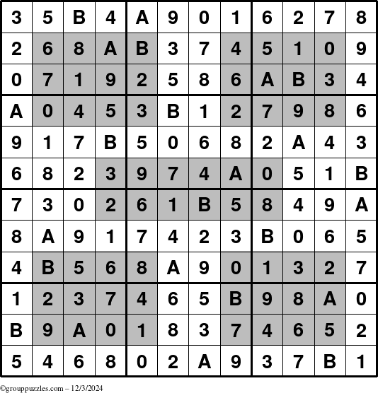 The grouppuzzles.com Answer grid for the HyperSudoku-12 puzzle for Tuesday December 3, 2024