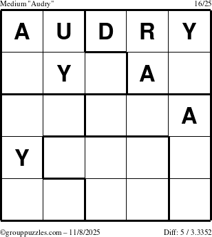 The grouppuzzles.com Medium Audry puzzle for Saturday November 8, 2025