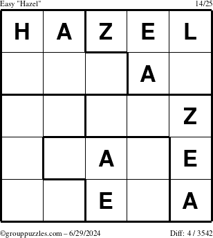 The grouppuzzles.com Easy Hazel puzzle for Saturday June 29, 2024