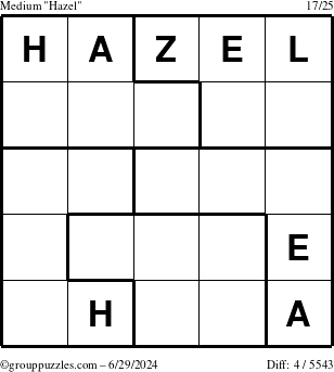 The grouppuzzles.com Medium Hazel puzzle for Saturday June 29, 2024