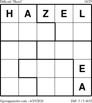 The grouppuzzles.com Difficult Hazel puzzle for Saturday June 29, 2024