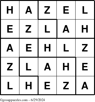 The grouppuzzles.com Answer grid for the Hazel puzzle for Saturday June 29, 2024