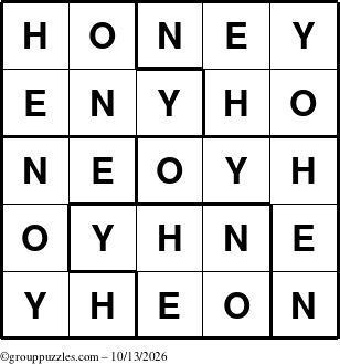 The grouppuzzles.com Answer grid for the Honey puzzle for Tuesday October 13, 2026