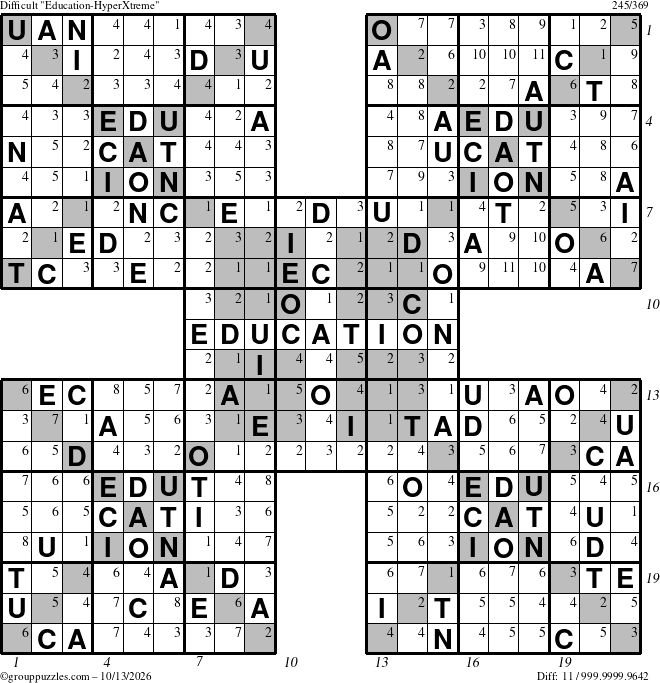 The grouppuzzles.com Difficult Education-HyperXtreme puzzle for Tuesday October 13, 2026 with all 11 steps marked