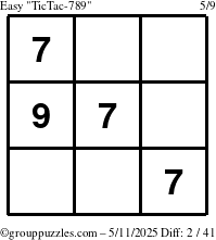 The grouppuzzles.com Easy TicTac-789 puzzle for Sunday May 11, 2025