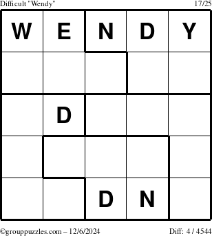 The grouppuzzles.com Difficult Wendy puzzle for Friday December 6, 2024