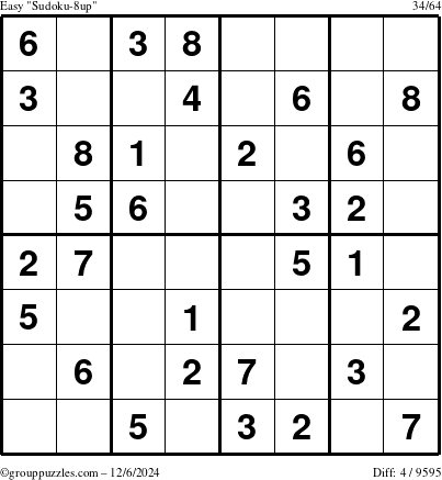 The grouppuzzles.com Easy Sudoku-8up puzzle for Friday December 6, 2024