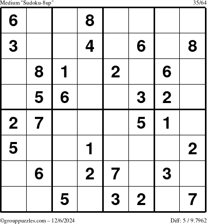 The grouppuzzles.com Medium Sudoku-8up puzzle for Friday December 6, 2024