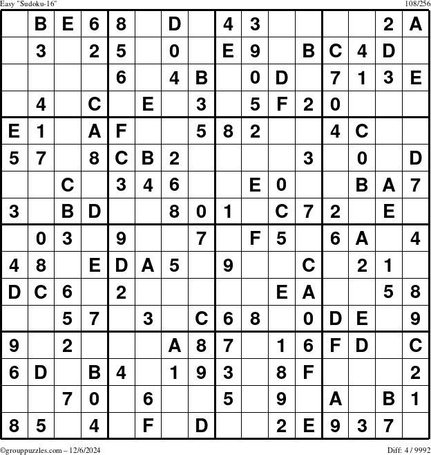 The grouppuzzles.com Easy Sudoku-16 puzzle for Friday December 6, 2024