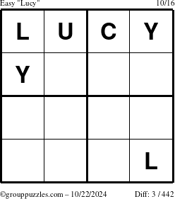 The grouppuzzles.com Easy Lucy puzzle for Tuesday October 22, 2024