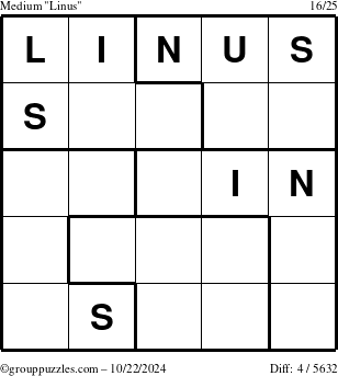 The grouppuzzles.com Medium Linus puzzle for Tuesday October 22, 2024