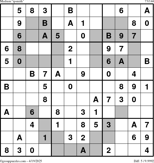 The grouppuzzles.com Medium tpsmith puzzle for Saturday April 19, 2025