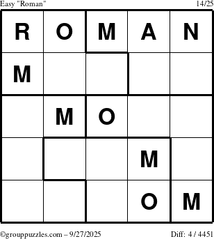 The grouppuzzles.com Easy Roman puzzle for Saturday September 27, 2025