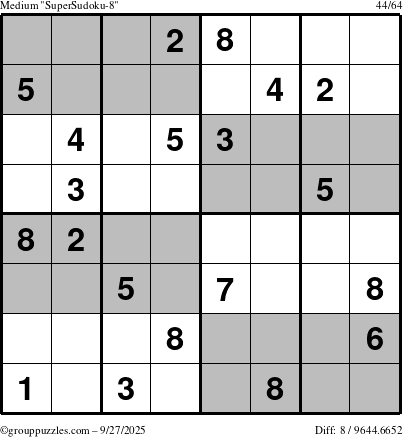 The grouppuzzles.com Medium SuperSudoku-8 puzzle for Saturday September 27, 2025