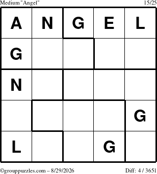 The grouppuzzles.com Medium Angel puzzle for Saturday August 29, 2026