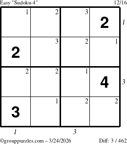 The grouppuzzles.com Easy Sudoku-4 puzzle for Tuesday March 24, 2026 with all 3 steps marked