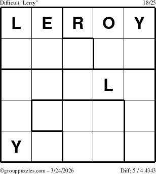 The grouppuzzles.com Difficult Leroy puzzle for Tuesday March 24, 2026