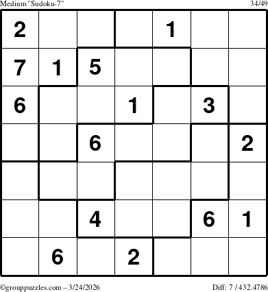 The grouppuzzles.com Medium Sudoku-7 puzzle for Tuesday March 24, 2026
