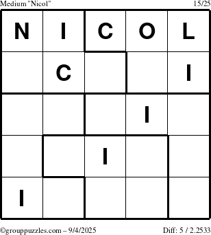 The grouppuzzles.com Medium Nicol puzzle for Thursday September 4, 2025