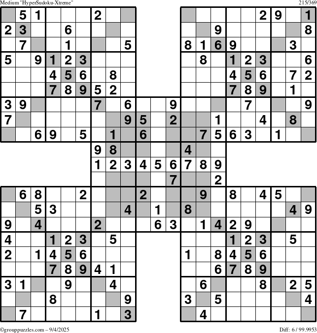 The grouppuzzles.com Medium cover-HyperXtreme puzzle for Thursday September 4, 2025