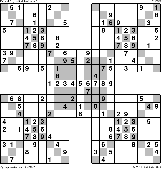 The grouppuzzles.com Difficult cover-HyperXtreme puzzle for Thursday September 4, 2025
