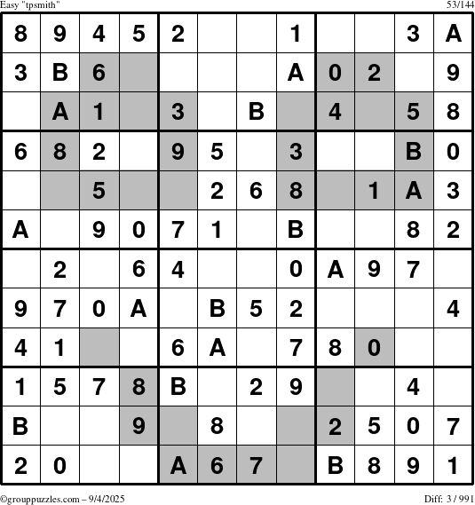 The grouppuzzles.com Easy tpsmith puzzle for Thursday September 4, 2025