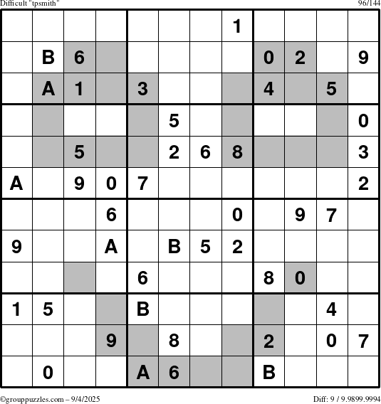 The grouppuzzles.com Difficult tpsmith puzzle for Thursday September 4, 2025