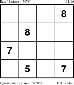 The grouppuzzles.com Easy Sudoku-4-5678 puzzle for Friday March 7, 2025