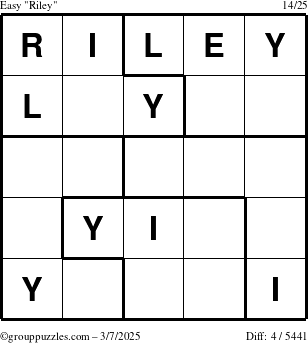 The grouppuzzles.com Easy Riley puzzle for Friday March 7, 2025