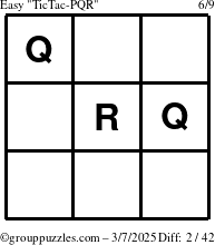 The grouppuzzles.com Easy TicTac-PQR puzzle for Friday March 7, 2025