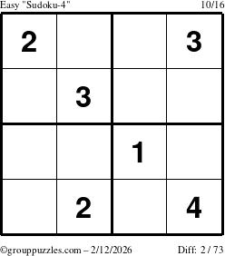 The grouppuzzles.com Easy Sudoku-4 puzzle for Thursday February 12, 2026