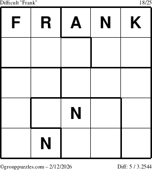 The grouppuzzles.com Difficult Frank puzzle for Thursday February 12, 2026