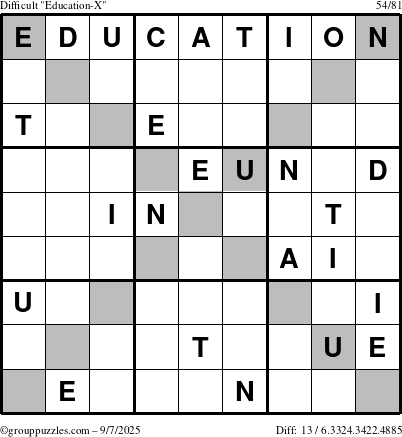 The grouppuzzles.com Difficult Education-X puzzle for Sunday September 7, 2025