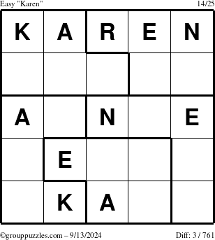 The grouppuzzles.com Easy Karen puzzle for Friday September 13, 2024