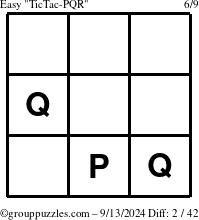 The grouppuzzles.com Easy TicTac-PQR puzzle for Friday September 13, 2024