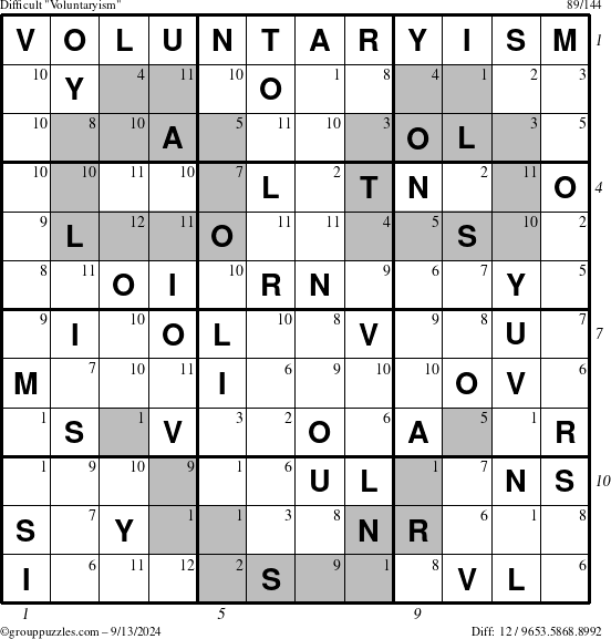 The grouppuzzles.com Difficult Voluntaryism puzzle for Friday September 13, 2024 with all 12 steps marked