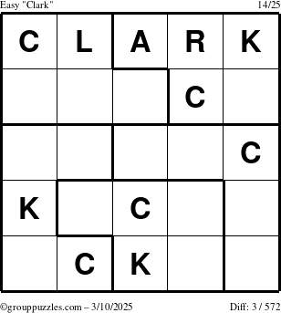 The grouppuzzles.com Easy Clark puzzle for Monday March 10, 2025