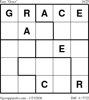 The grouppuzzles.com Easy Grace puzzle for Friday January 23, 2026