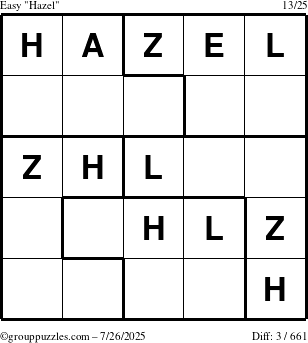 The grouppuzzles.com Easy Hazel puzzle for Saturday July 26, 2025