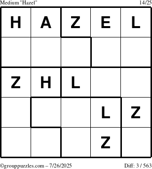 The grouppuzzles.com Medium Hazel puzzle for Saturday July 26, 2025