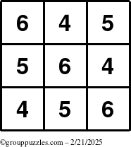 The grouppuzzles.com Answer grid for the TicTac-456 puzzle for Friday February 21, 2025