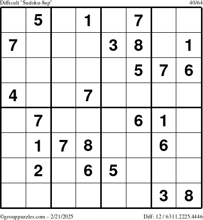 The grouppuzzles.com Difficult Sudoku-8up puzzle for Friday February 21, 2025