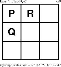 The grouppuzzles.com Easy TicTac-PQR puzzle for Friday February 21, 2025