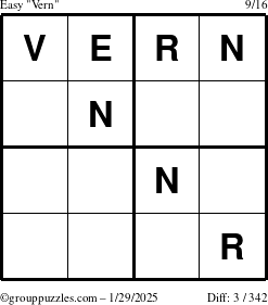 The grouppuzzles.com Easy Vern puzzle for Wednesday January 29, 2025