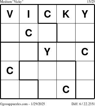 The grouppuzzles.com Medium Vicky puzzle for Wednesday January 29, 2025