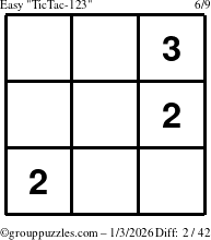 The grouppuzzles.com Easy TicTac-123 puzzle for Saturday January 3, 2026