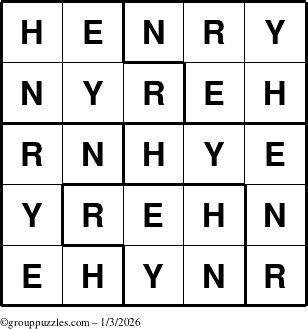 The grouppuzzles.com Answer grid for the Henry puzzle for Saturday January 3, 2026
