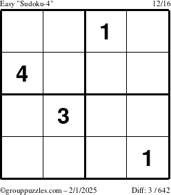 The grouppuzzles.com Easy Sudoku-4 puzzle for Saturday February 1, 2025